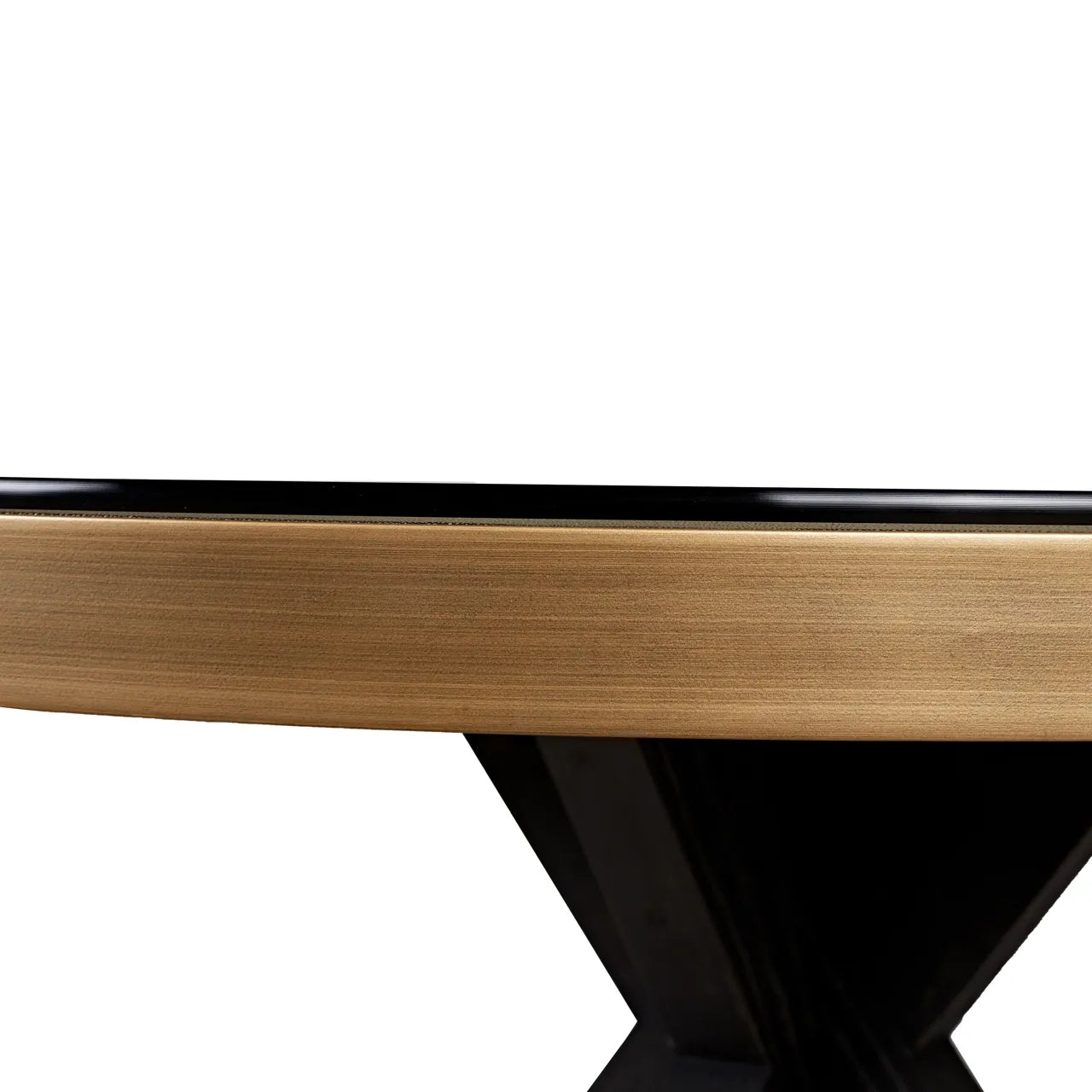 Richmond Interiors Bloomville Grey Shagreen & Black Oak Wood Gold Accents Round Dining Table