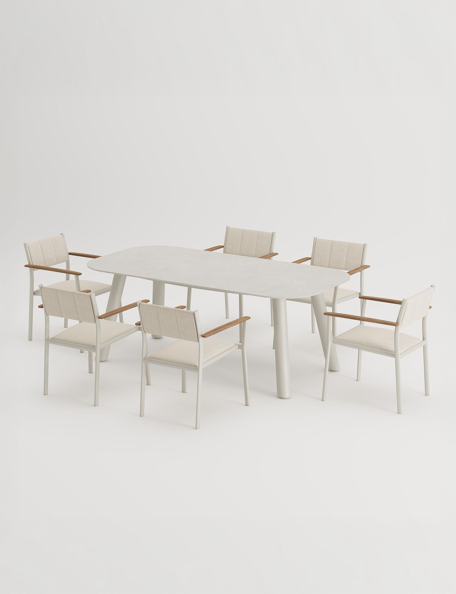 Zayla 6 Seater White Outdoor Dining Set