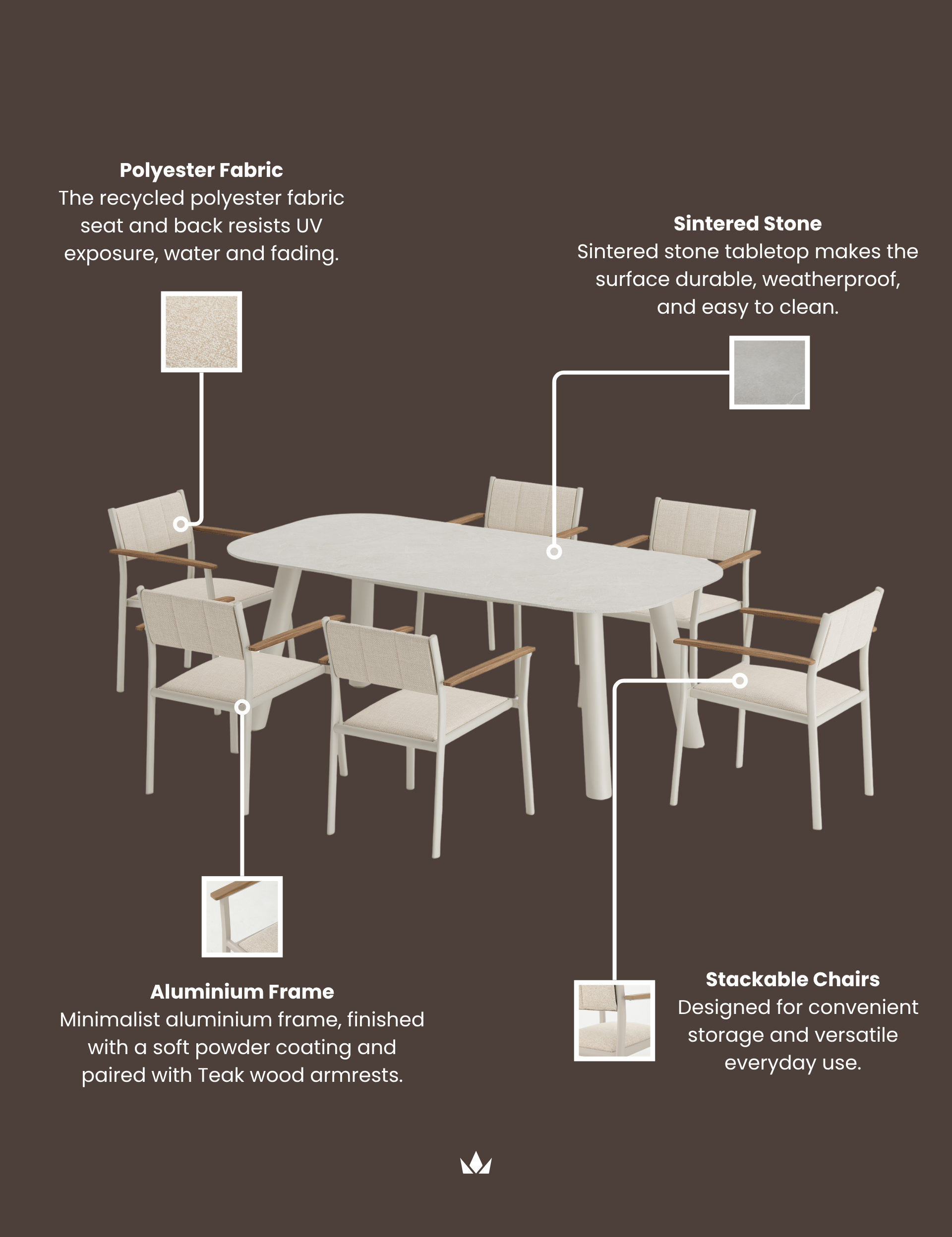 Zayla 6 Seater White Outdoor Dining Set