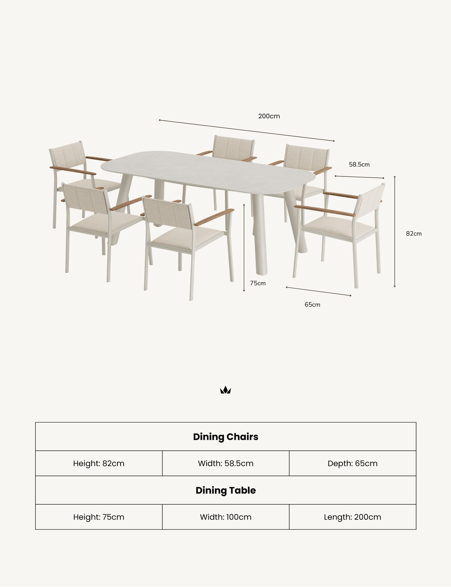Zayla 6 Seater White Outdoor Dining Set
