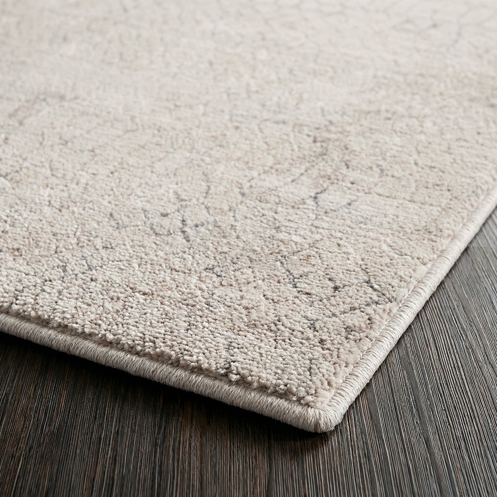 Nathan Modern Graphic Fringe Beige & Medium Grey & Cream Polyester Rug 152x225cm - corner detail