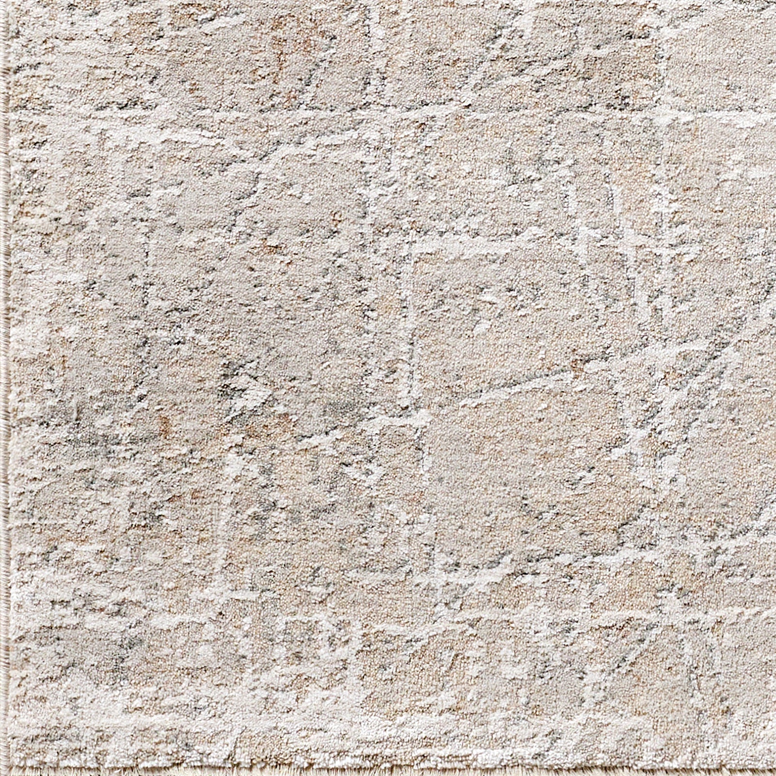 Nathan Modern Graphic Fringe Beige & Medium Grey & Cream Polyester Rug 152x225cm - colour swatch