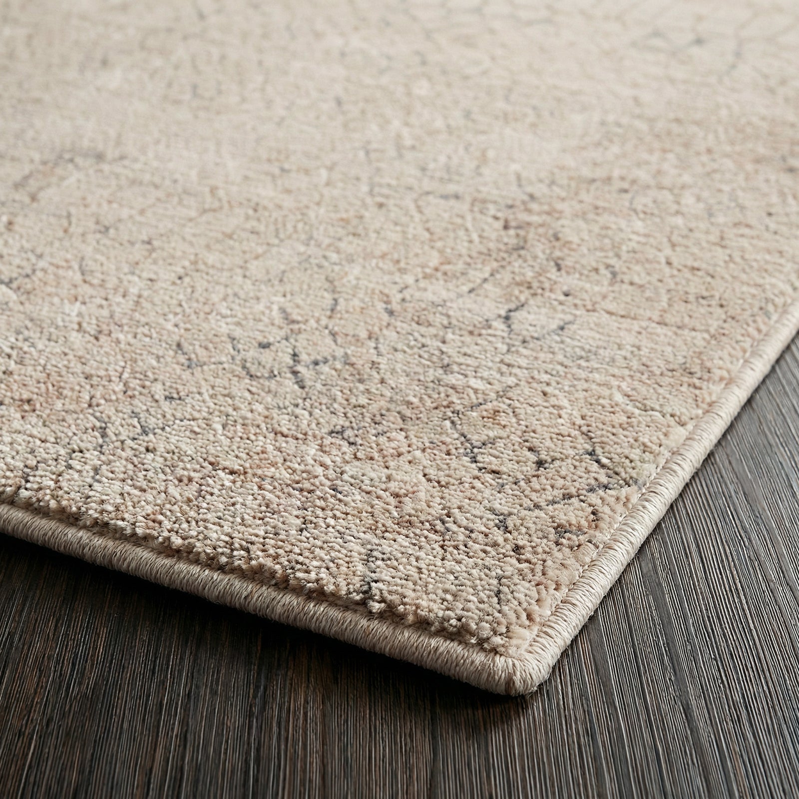 Nathan Modern Graphic Fringe Beige & Medium Grey & Light Beige Polyester Rug 152x225cm - corner detail