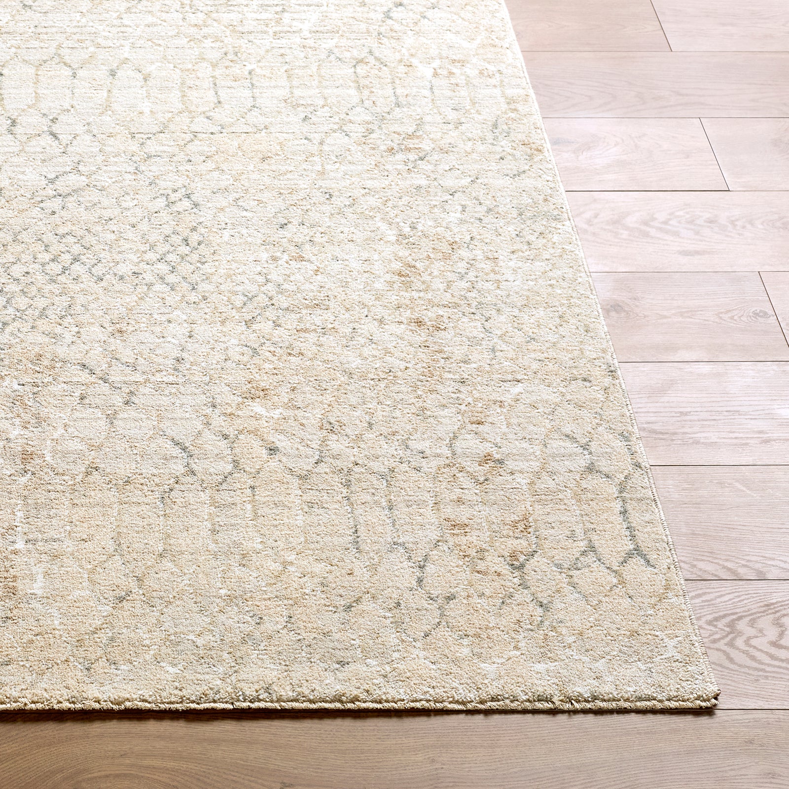 Nathan Modern Graphic Fringe Beige & Medium Grey & Light Beige Polyester Rug 152x225cm - front view
