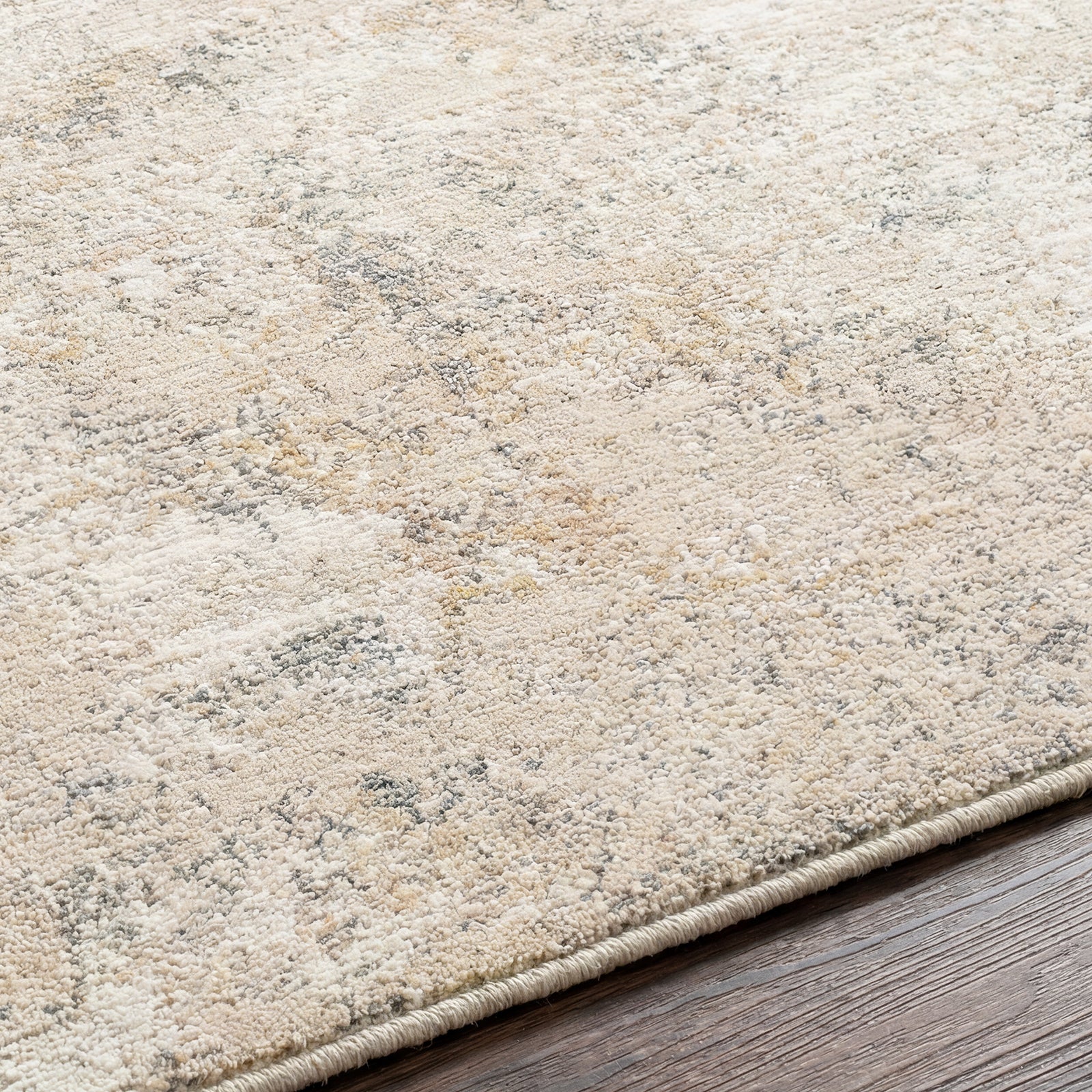 Nathan Abstract Modern Marble Fringe Beige & Cream Polyester Rug 200x290cm - texture detail