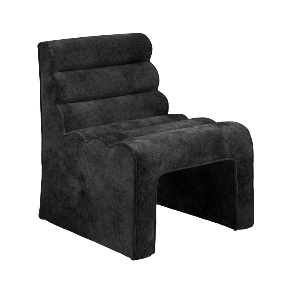 Nami Black Velvet Chenille Wavy Accent Chair