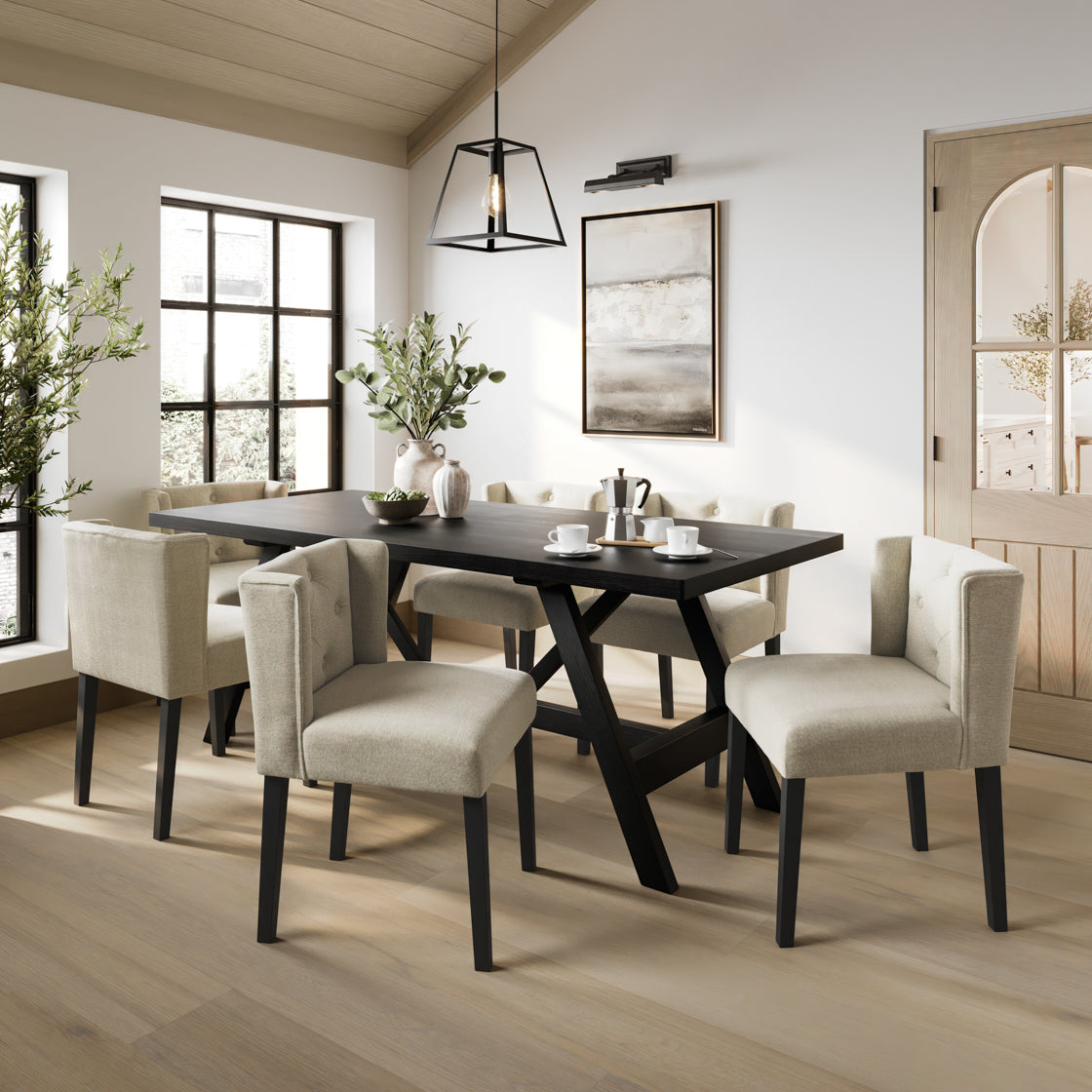 Nantucket Matte Black Wood Rectangle Dining Table | 6 Seater