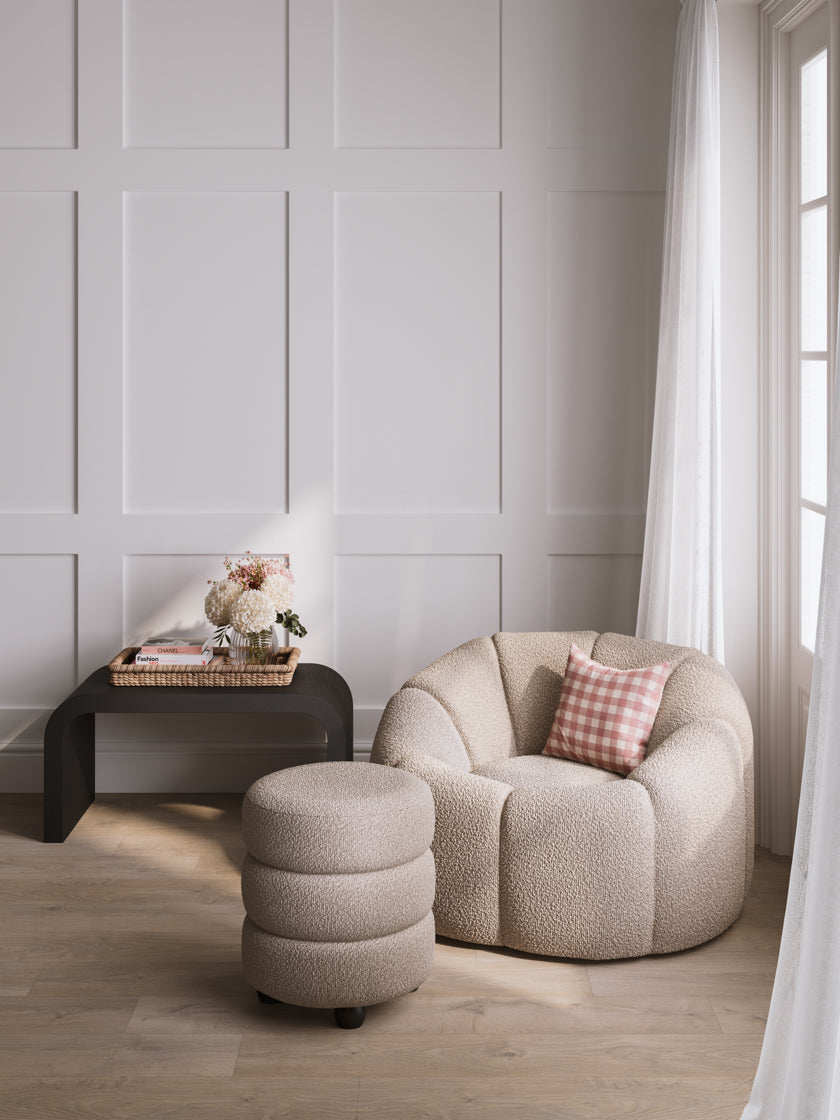 Nao Buff Cream Boucle Swivel Accent Chair