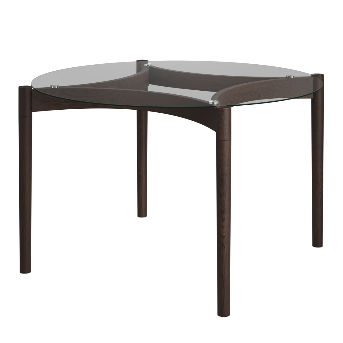 Ned Chocolate Brown Wood & Clear Glass Round Dining Table
