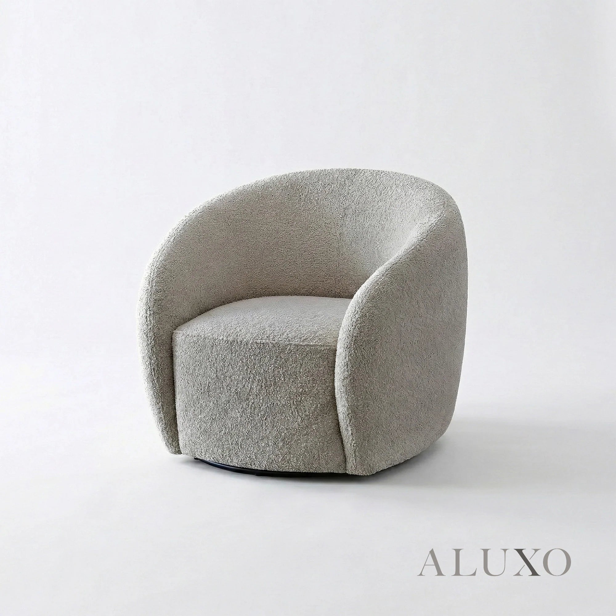 Aluxo Kira Teddy Koala Cream Boucle Swivel Armchair