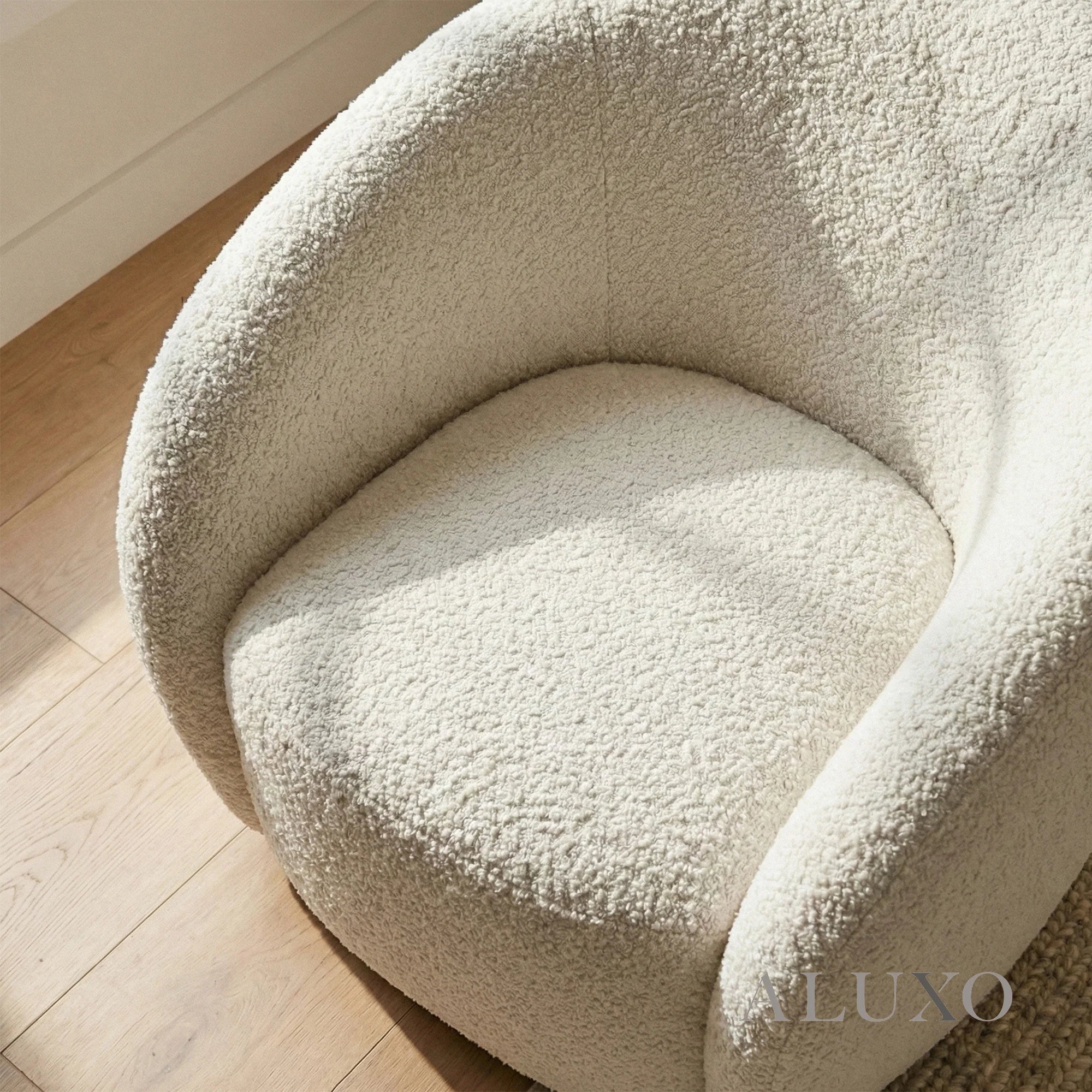 Aluxo Kira Teddy Latte Taupe Boucle Armchair