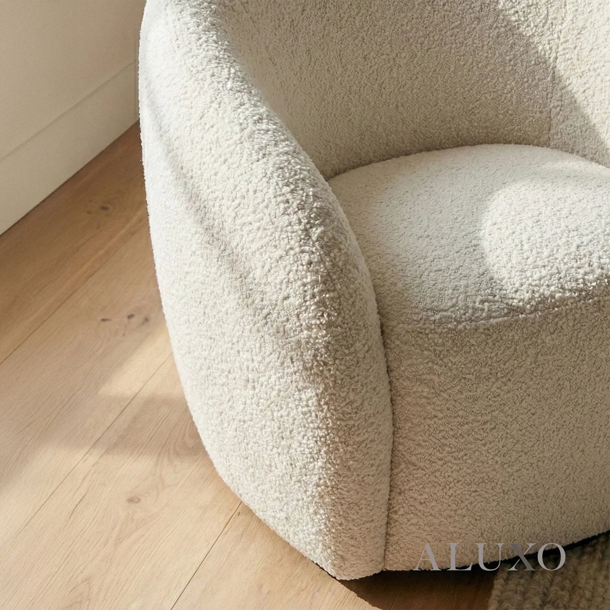 Aluxo Kira Teddy Latte Taupe Boucle Armchair