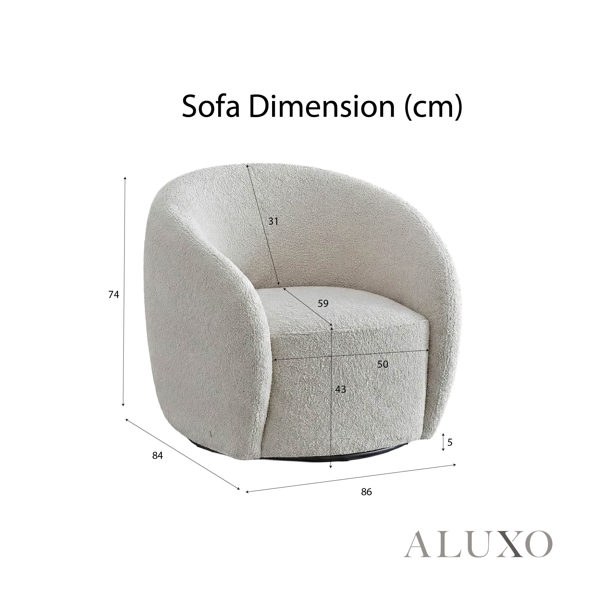 Aluxo Kira Teddy Latte Taupe Boucle Armchair