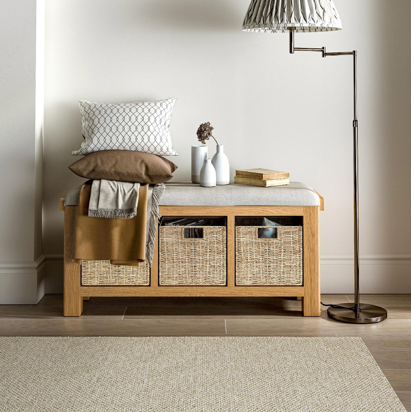 Jackson Oak Wood Storage Bench
