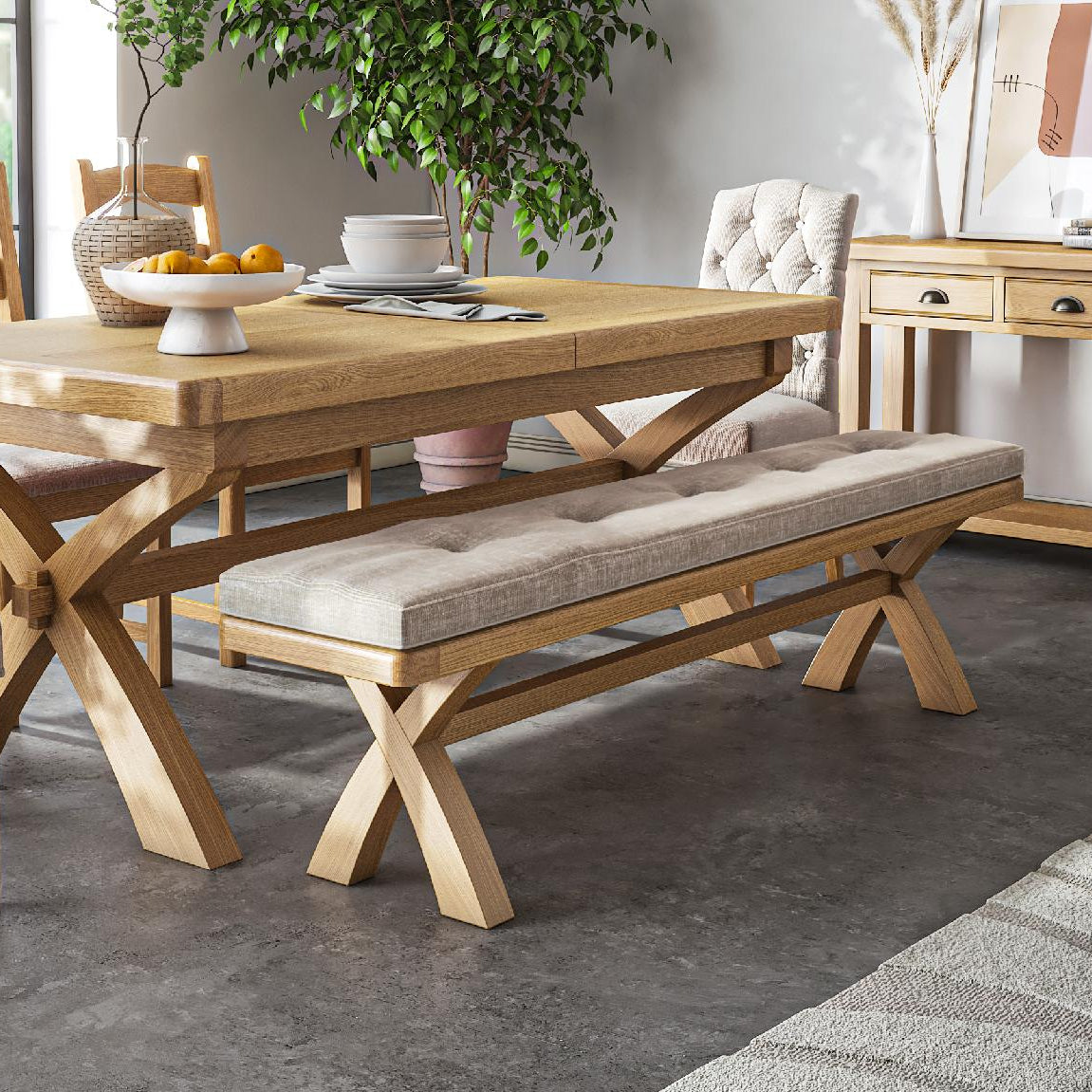 Jackson Oak Wood Cross Bench 200cm