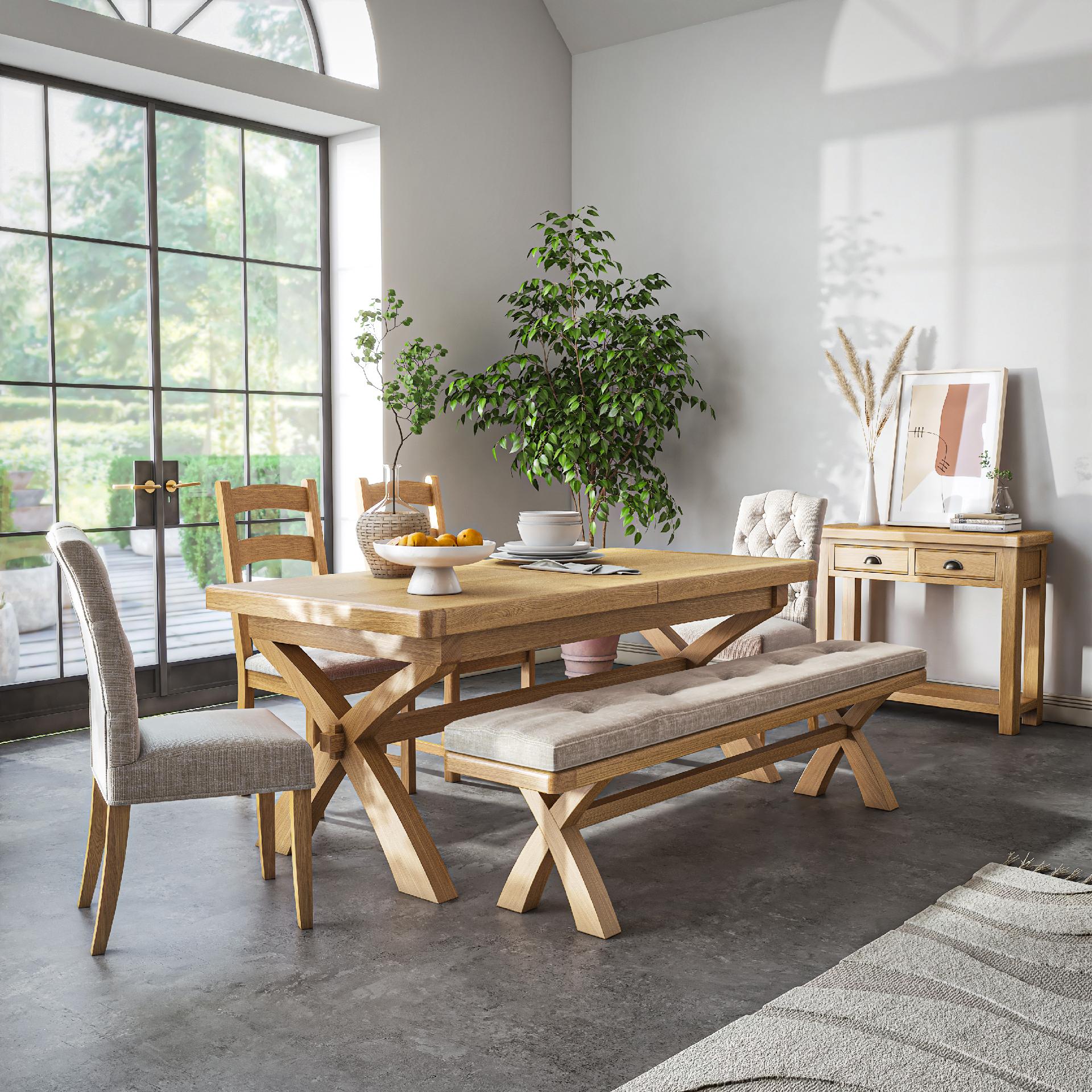 Jackson Oak Wood Cross Bench 200cm