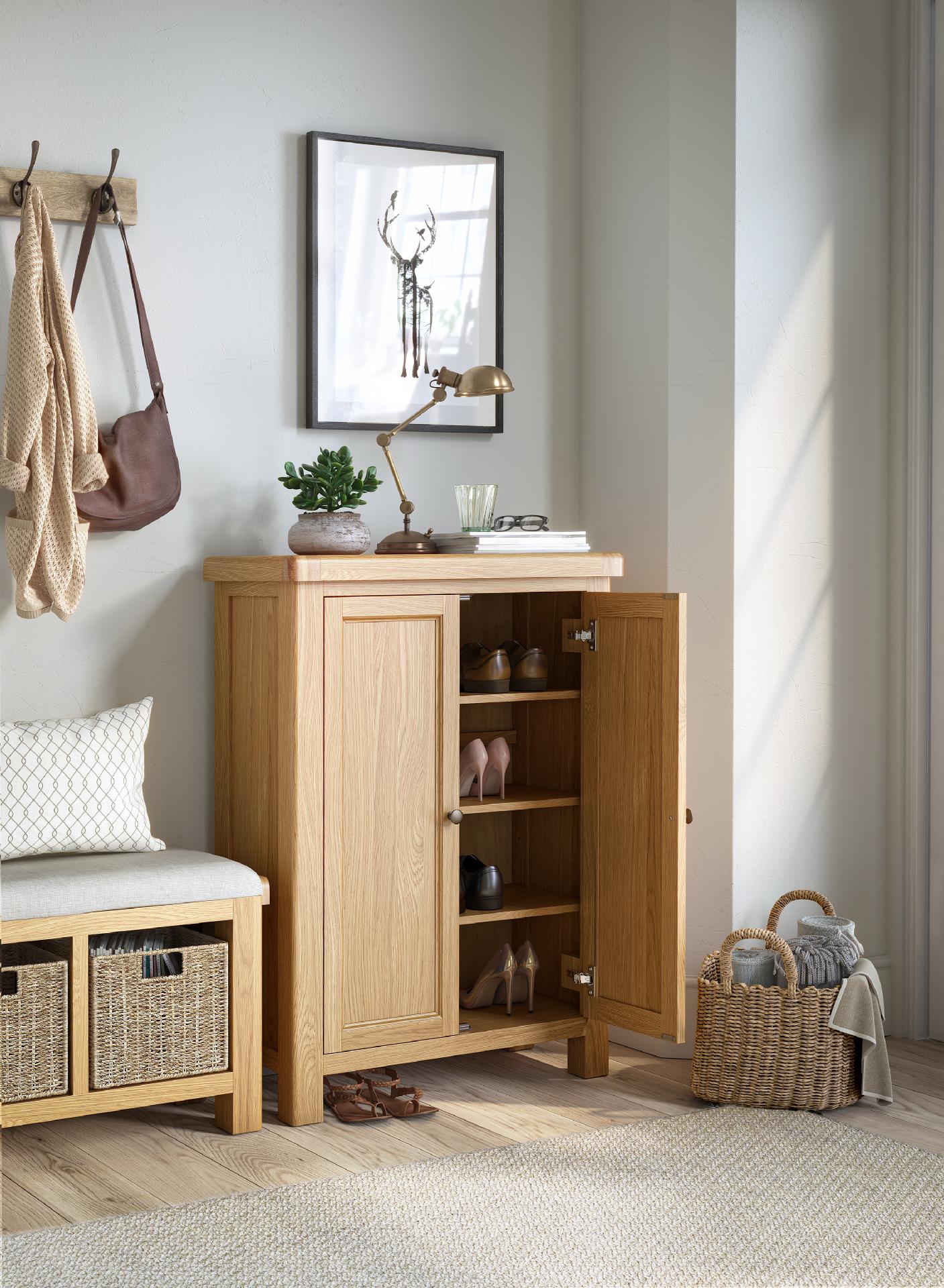 Jackson Oak Wood Shoe Storage