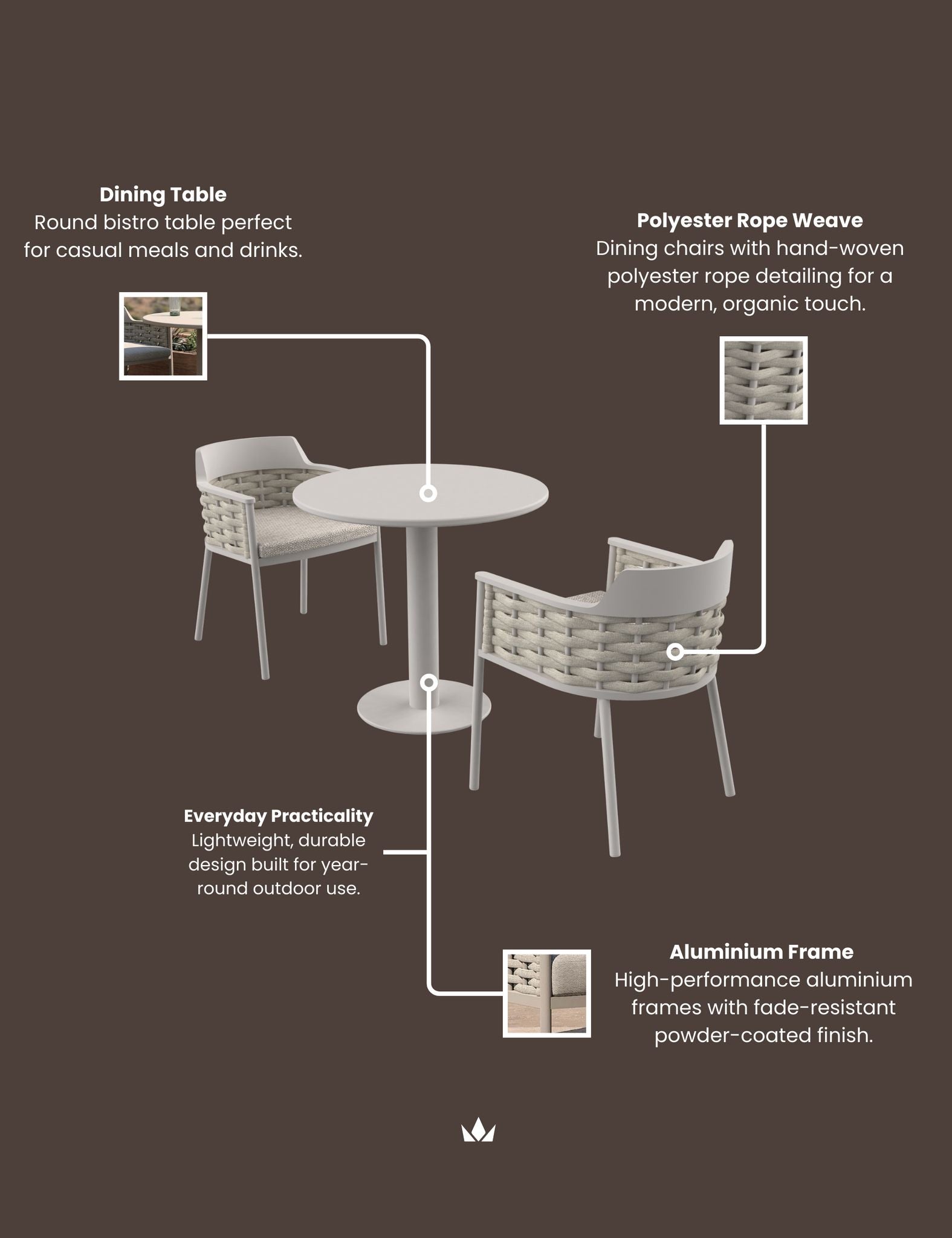 Varesse 2 Seater Grey Bistro Dining Set