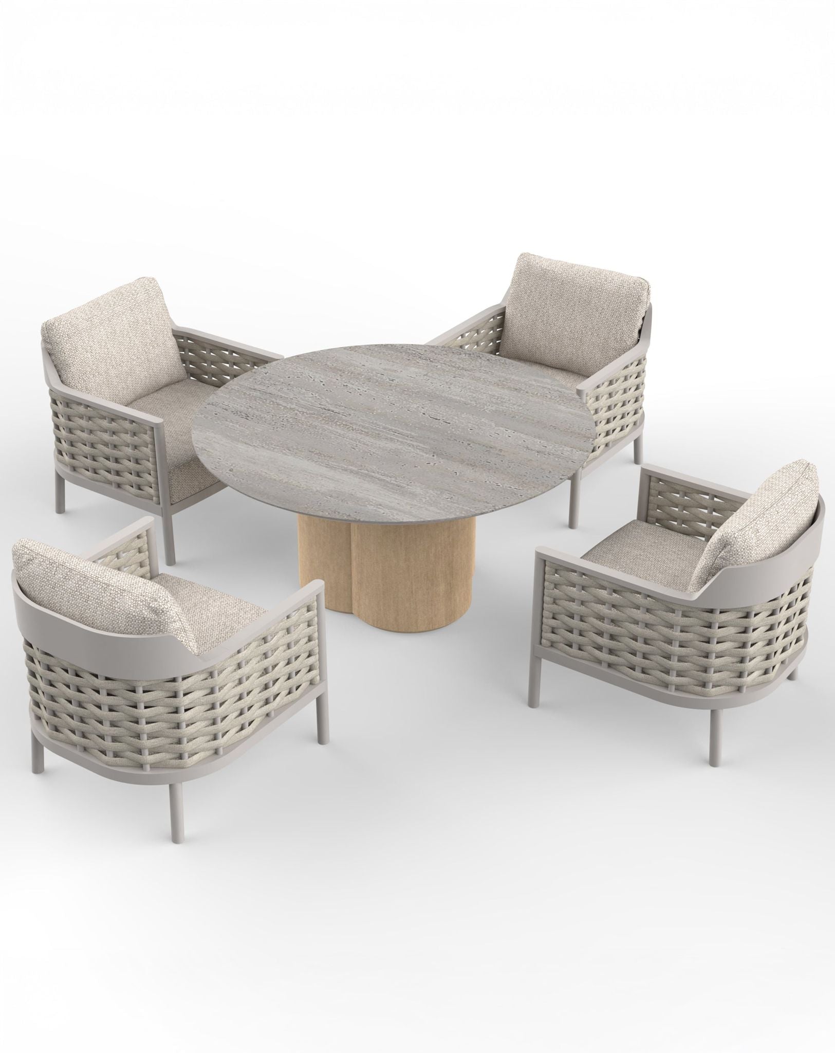 Varesse 4 Seater Grey Dining Table & Armchairs
