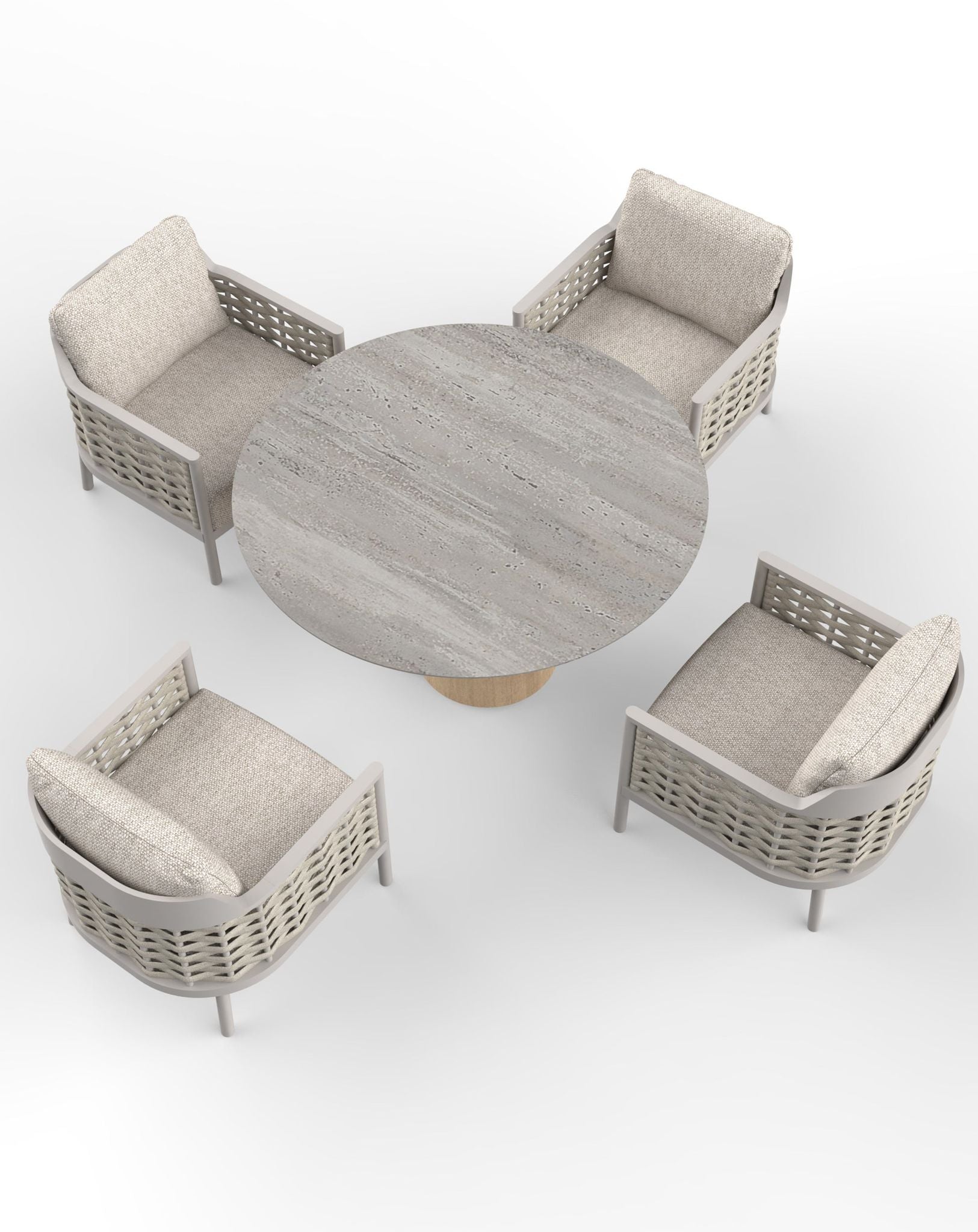 Varesse 4 Seater Grey Dining Table & Armchairs