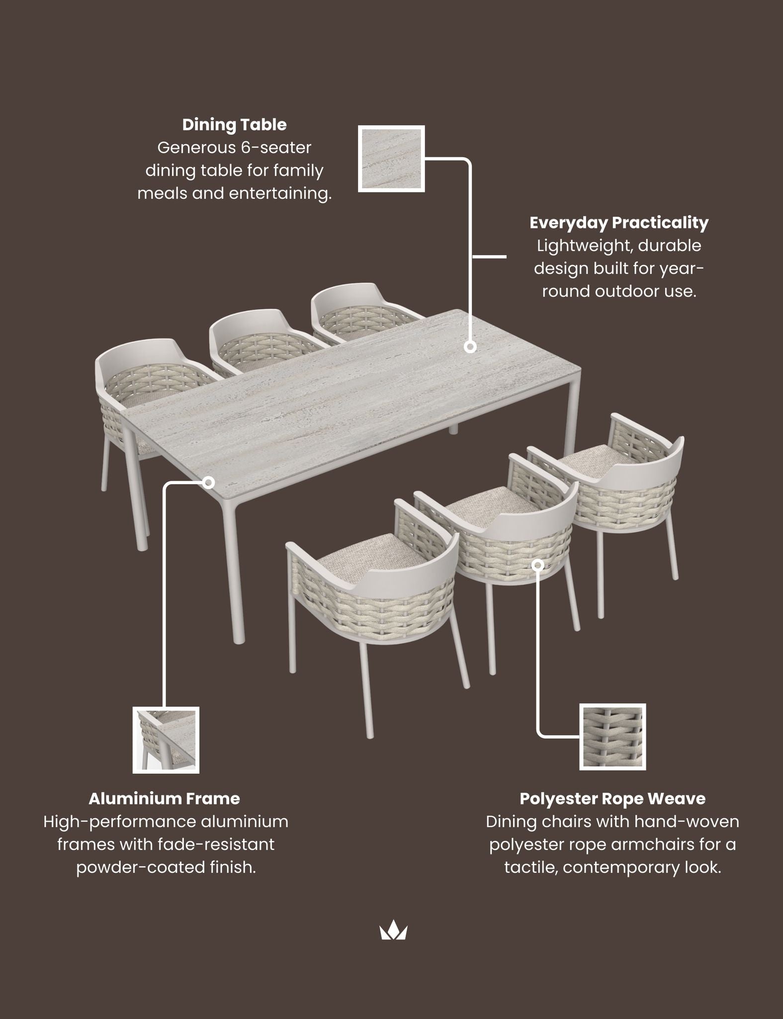 Varesse 6 Seater Grey Outdoor Dining Set