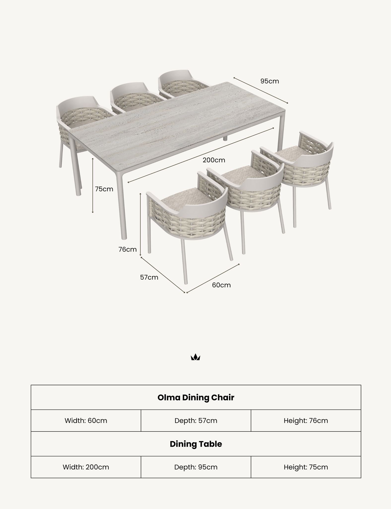 Varesse 6 Seater Grey Outdoor Dining Set