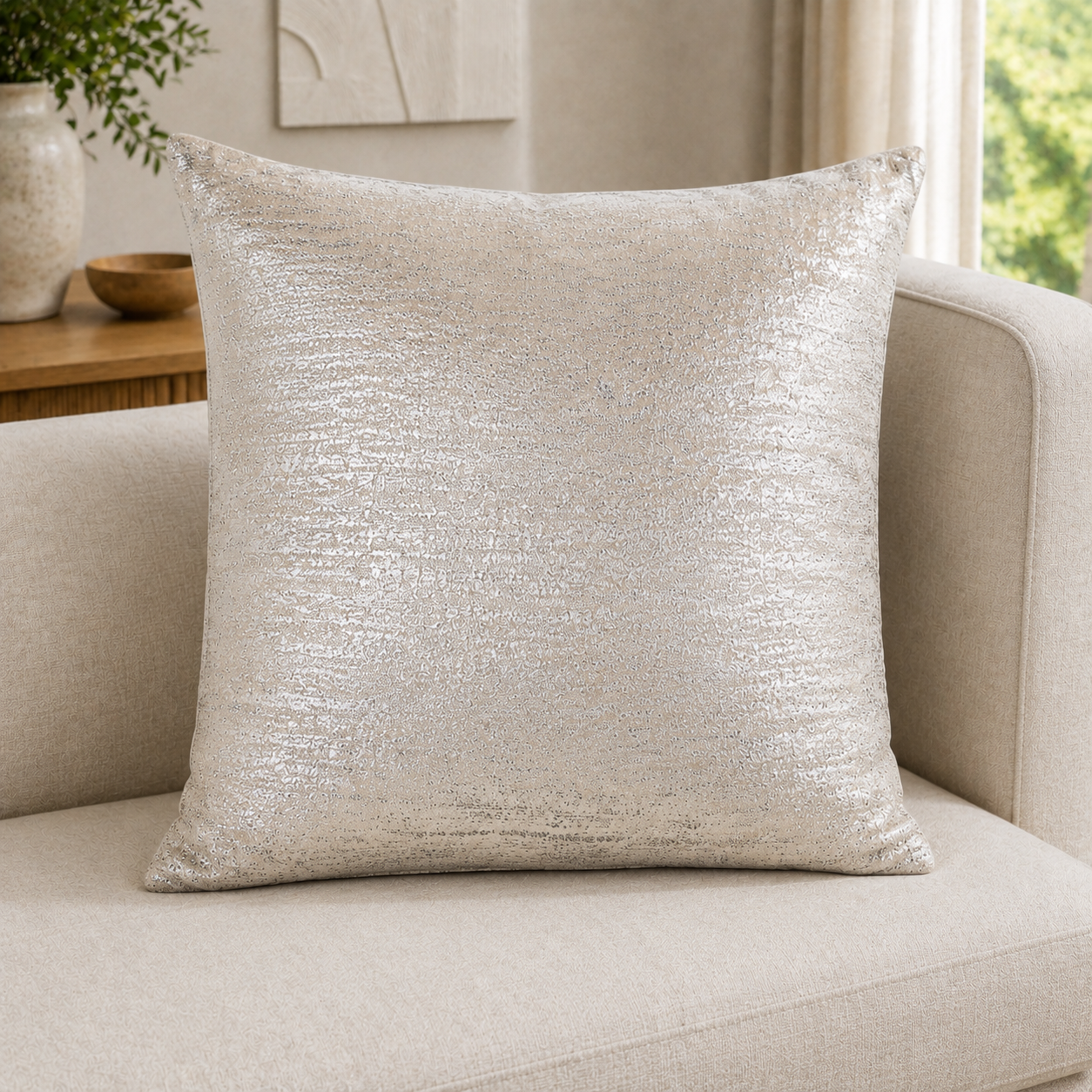 Malini Velvet Metallic Square Cushion 56x56 - CLEARANCE lifestyle image