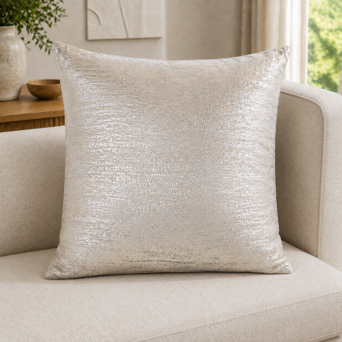 Malini Velvet Metallic Square Cushion 56x56 - CLEARANCE lifestyle image