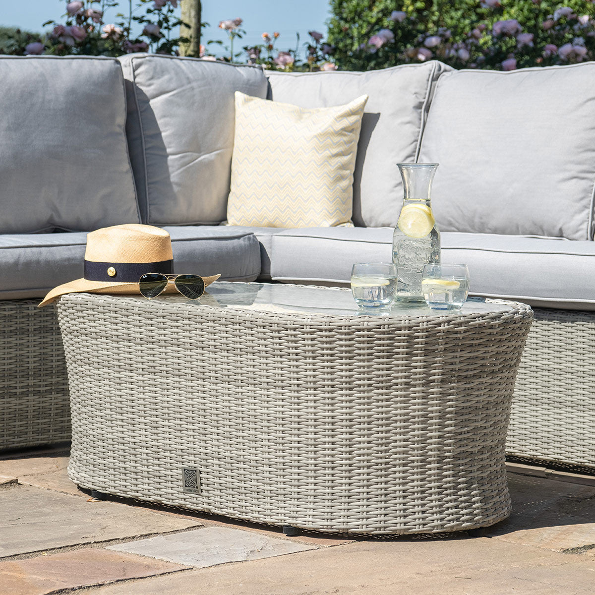 Maze Oxford Grey Rattan Outdoor Corner Sofa Set | 5 Seater