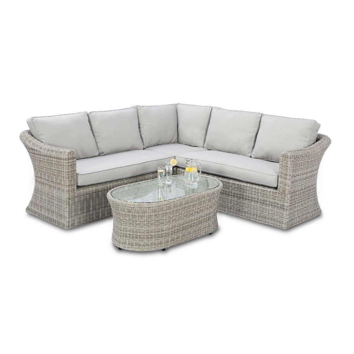 Maze Oxford Grey Rattan Outdoor Corner Sofa Set | 5 Seater