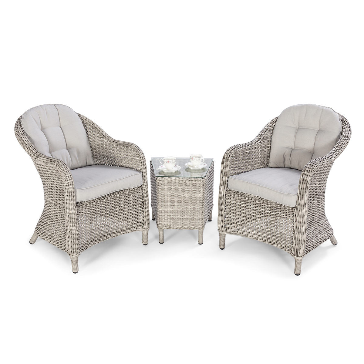 Maze Oxford Grey Rattan Outdoor Bistro Set | 2 Seater