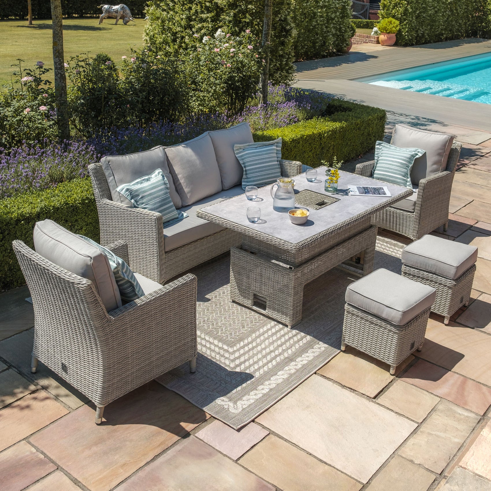Oxford Sofa Dining Set with Rising Table - Ceramic Glass