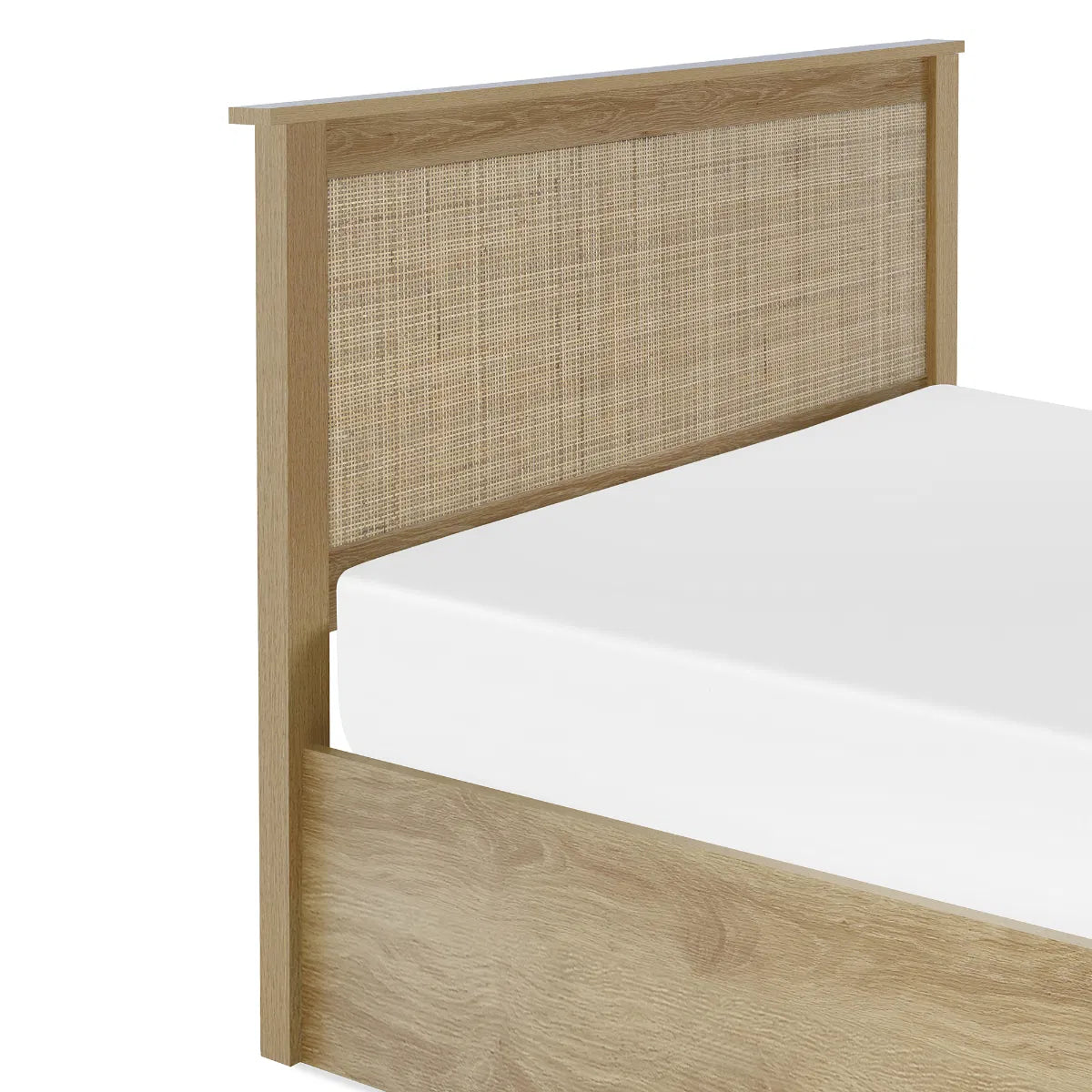 Clermont Oak Wood & Rattan Ottoman King Bed