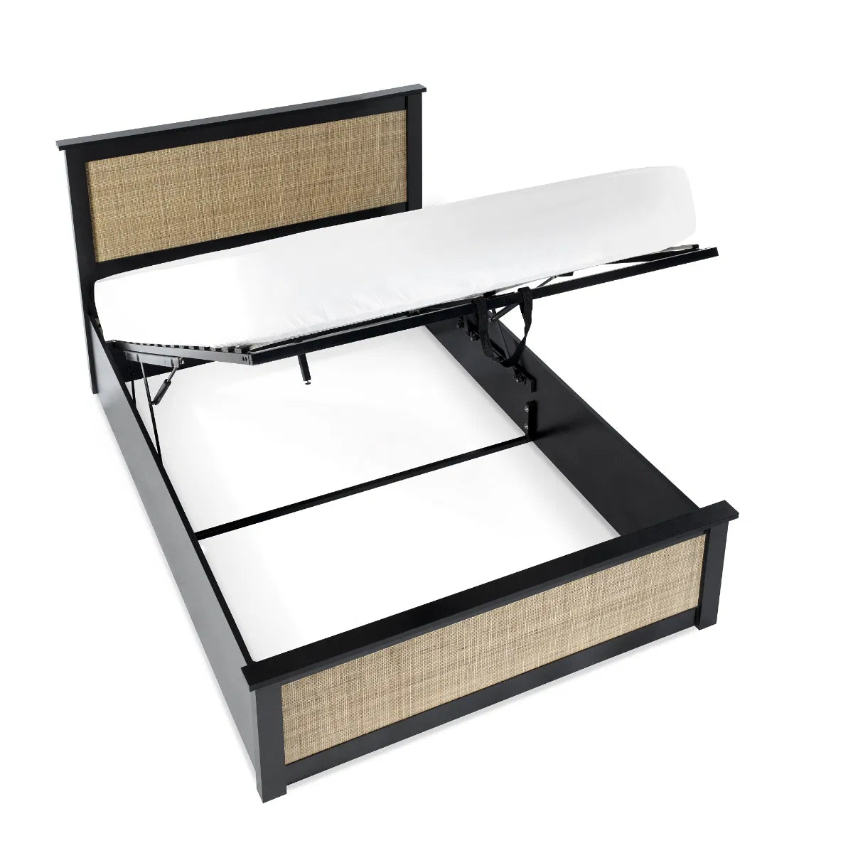 Clermont Black Oak Wood & Rattan Ottoman King Bed