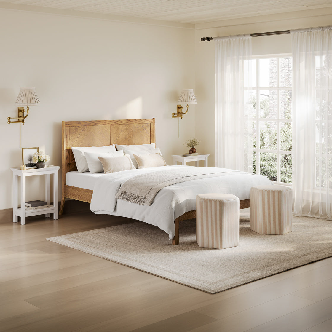 Palms Smoked Wood King Size Bed