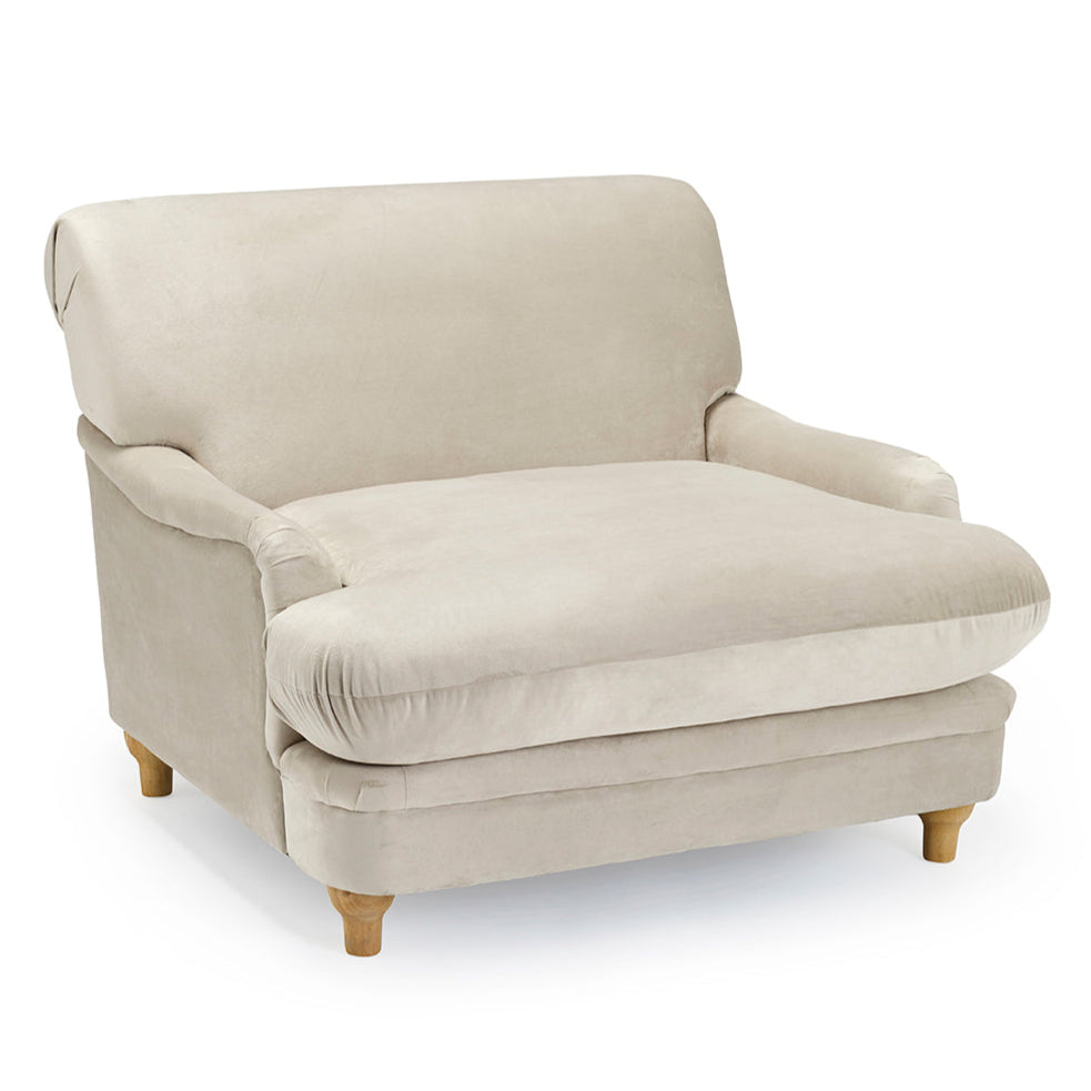 Plumpton Beige Velvet Accent Armchair