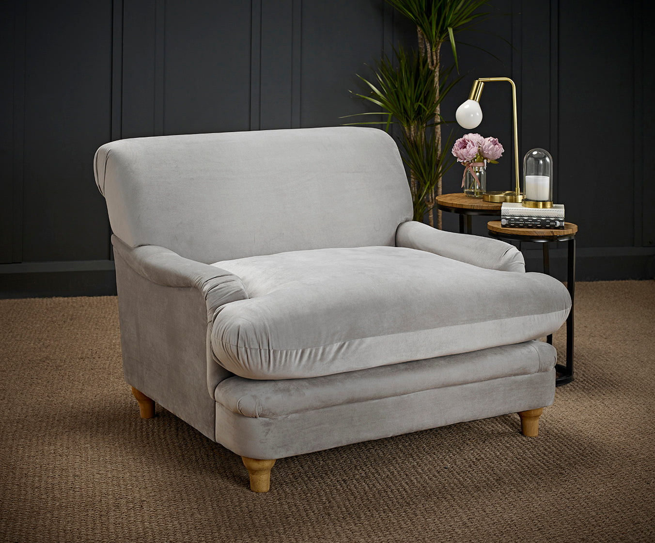 Plumpton Grey Velvet Accent Armchair