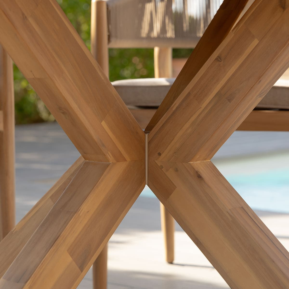 Maze Porto Sandstone Rope Acacia Wood Outdoor Round Dining Set | 4 Seater