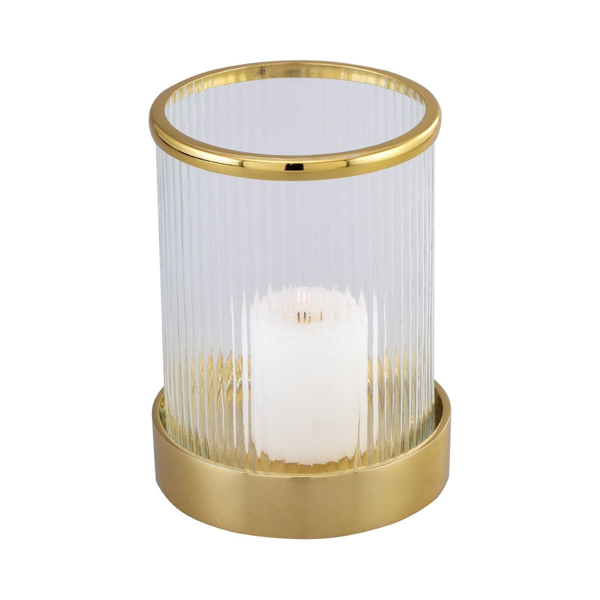Hurricane Glass & Gold Candle Holder