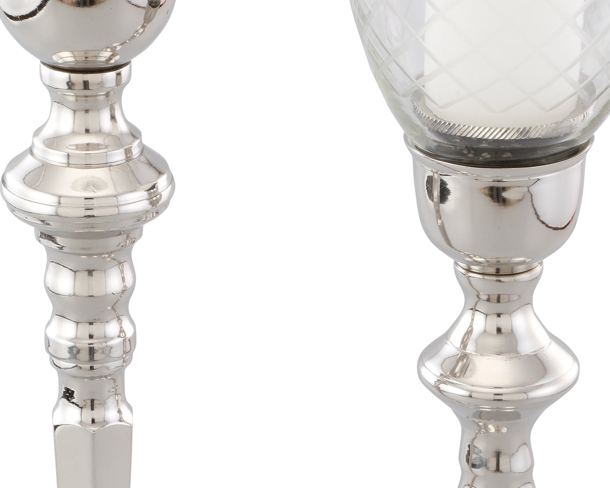 Set of 2 Baluster Candle Holders - Nickel