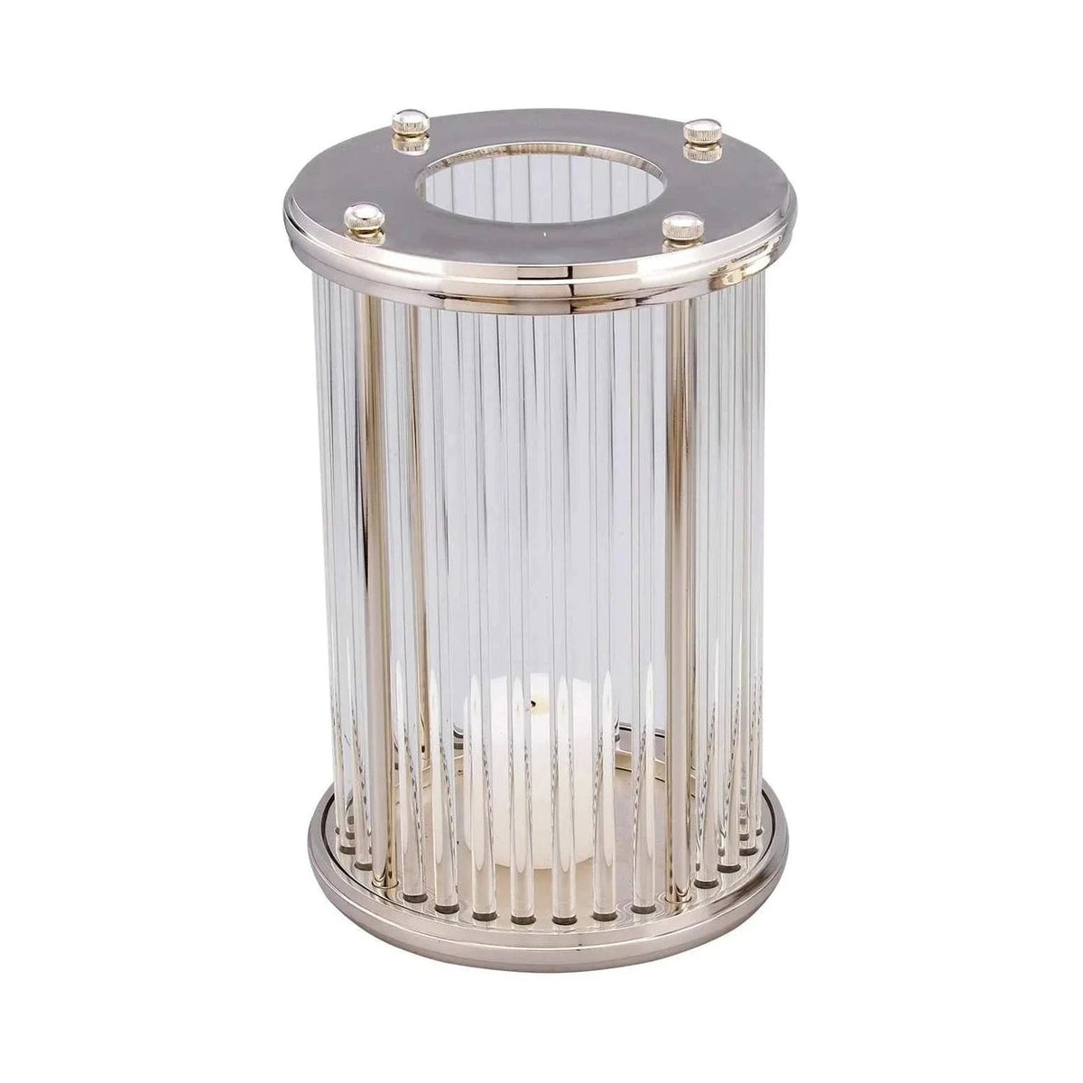 Bethany Large Nickel & Glass Hurricane Candle Holder