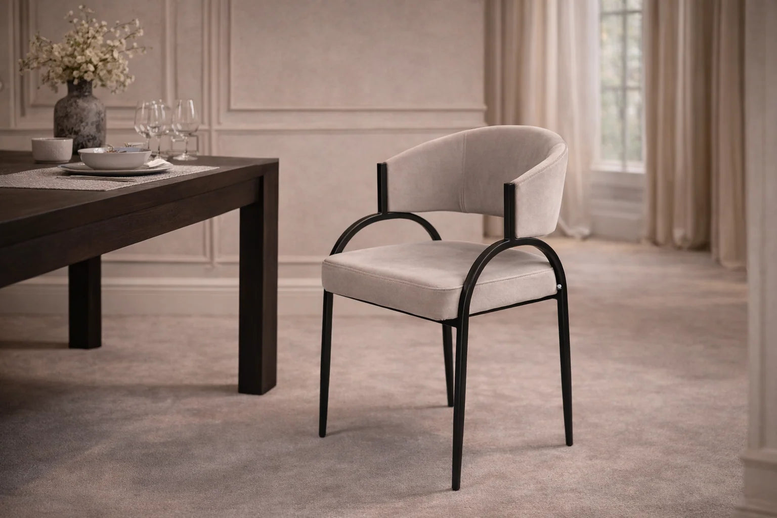 Pavilion Kaster Light Grey Velvet Dining Chair