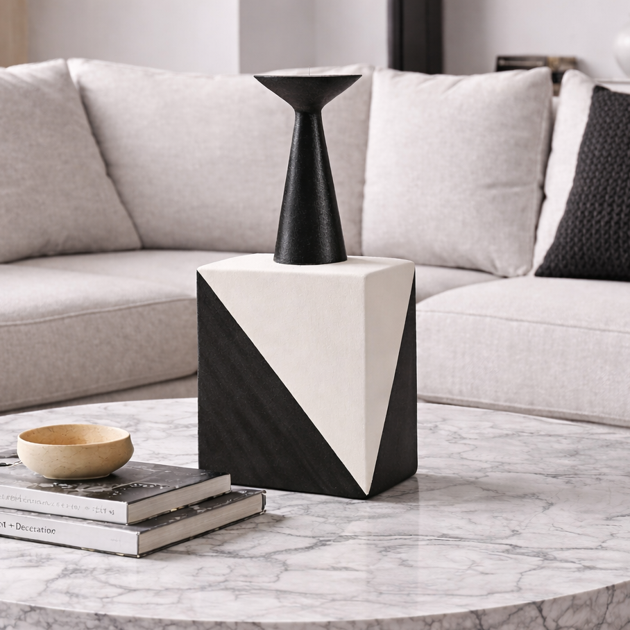 Pica Black & White Glazed Ceramic Vase II