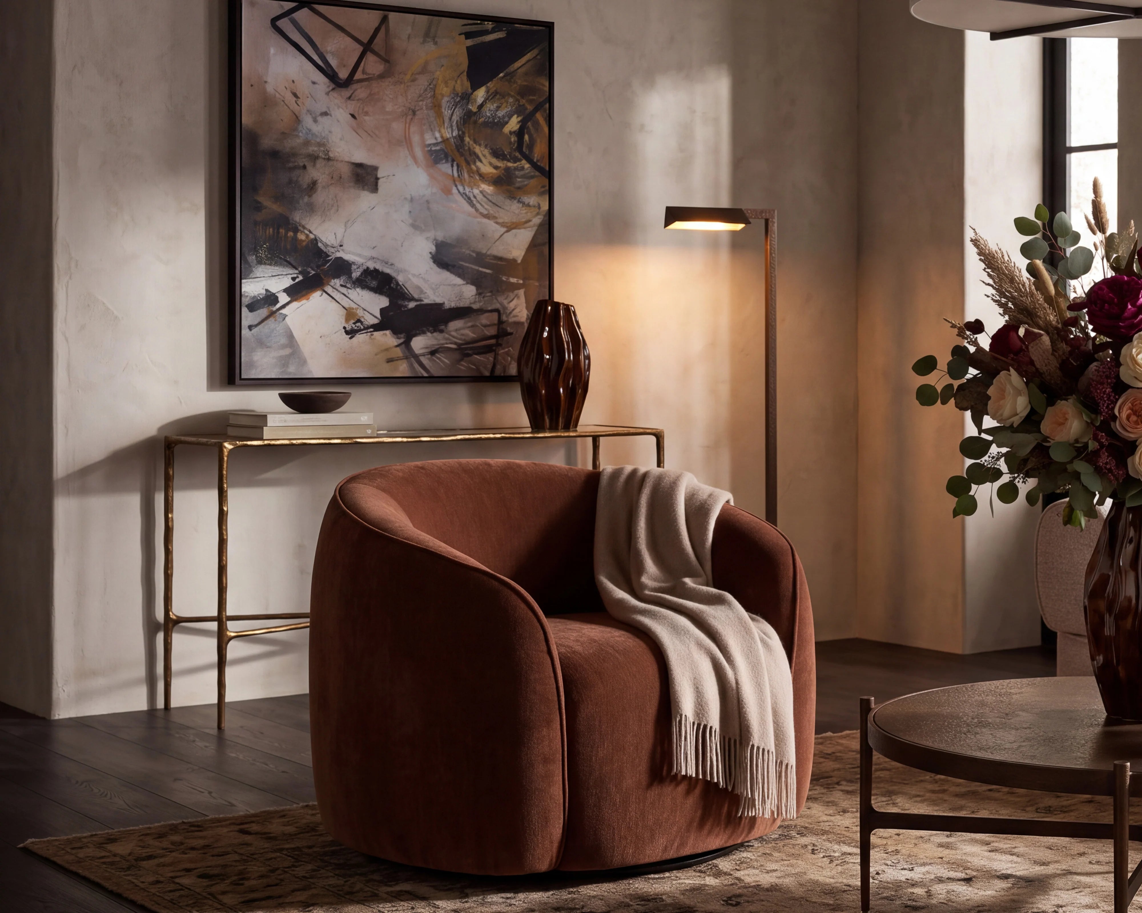 Polta Sysley Rust Chenille Armchair II