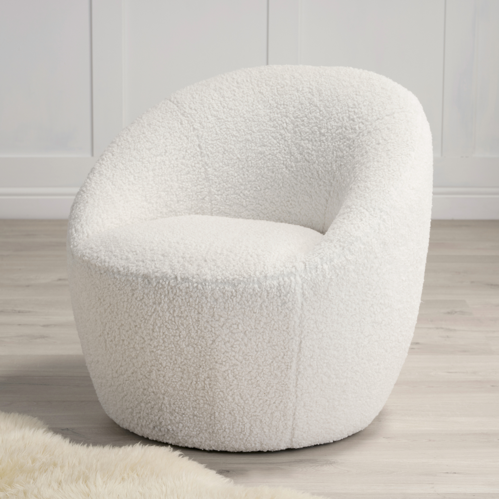 Cocoon White Boucle Accent Chair