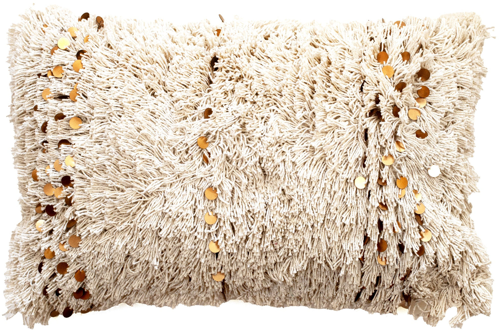 Malini Aziza Textured Moroccon Sequin Natural Rectangle Cushion 30x50