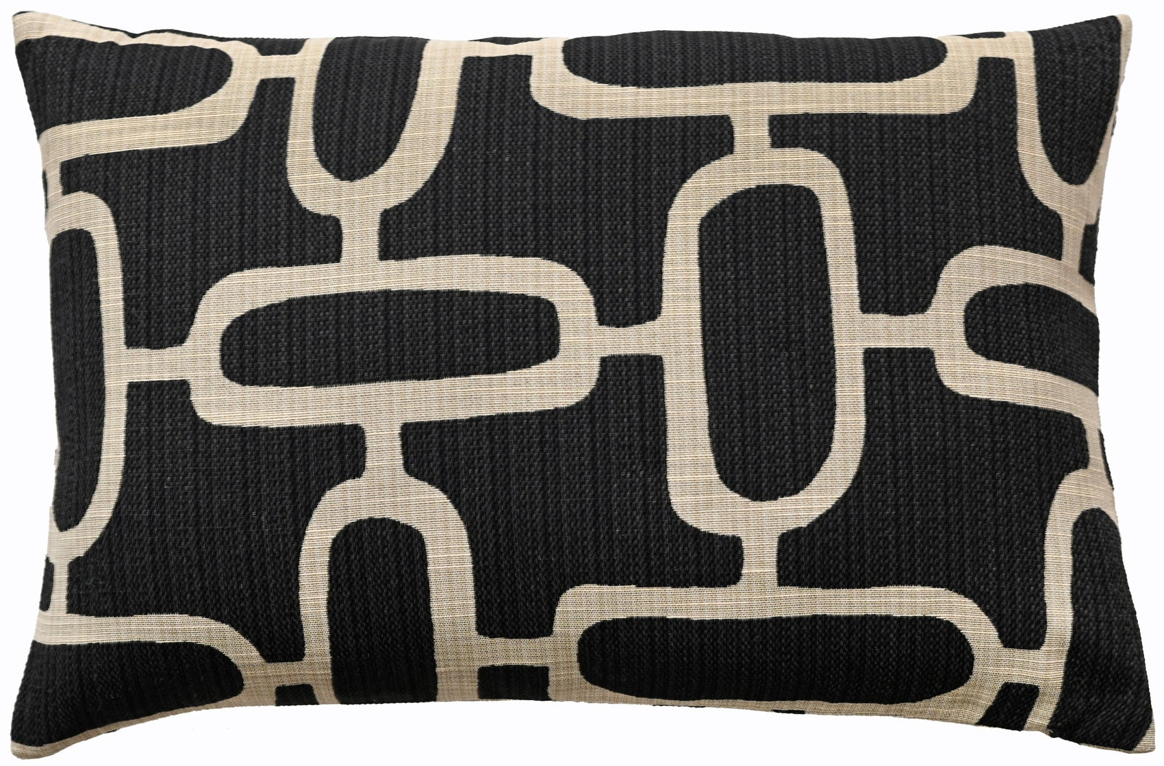 Malini Edison Abstract Chains Jacquard Black & Cream Rectangle Cushion - CLEARANCE