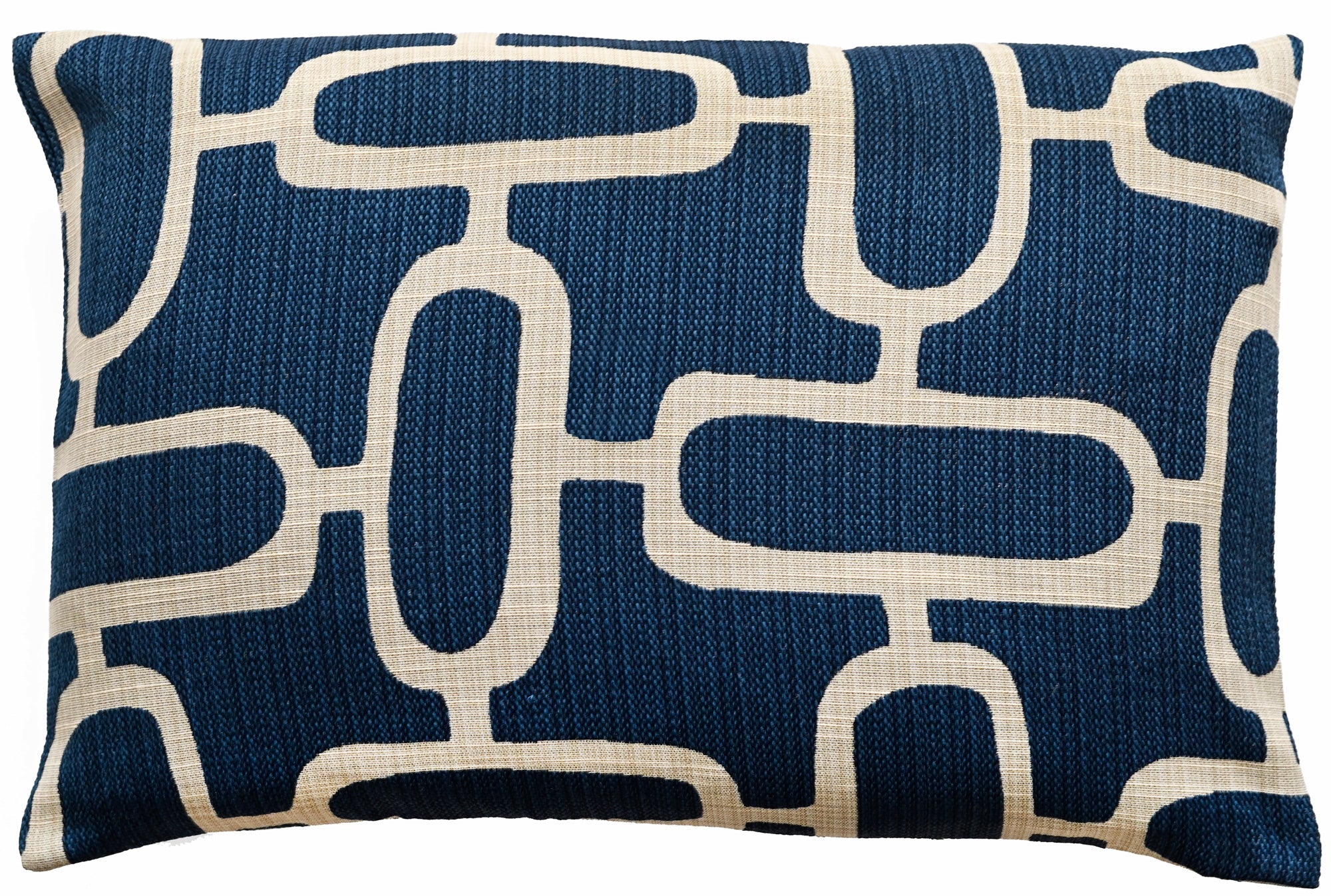 Malini Edison Abstract Chains Jacquard Blue Rectangle Cushion - CLEARANCE