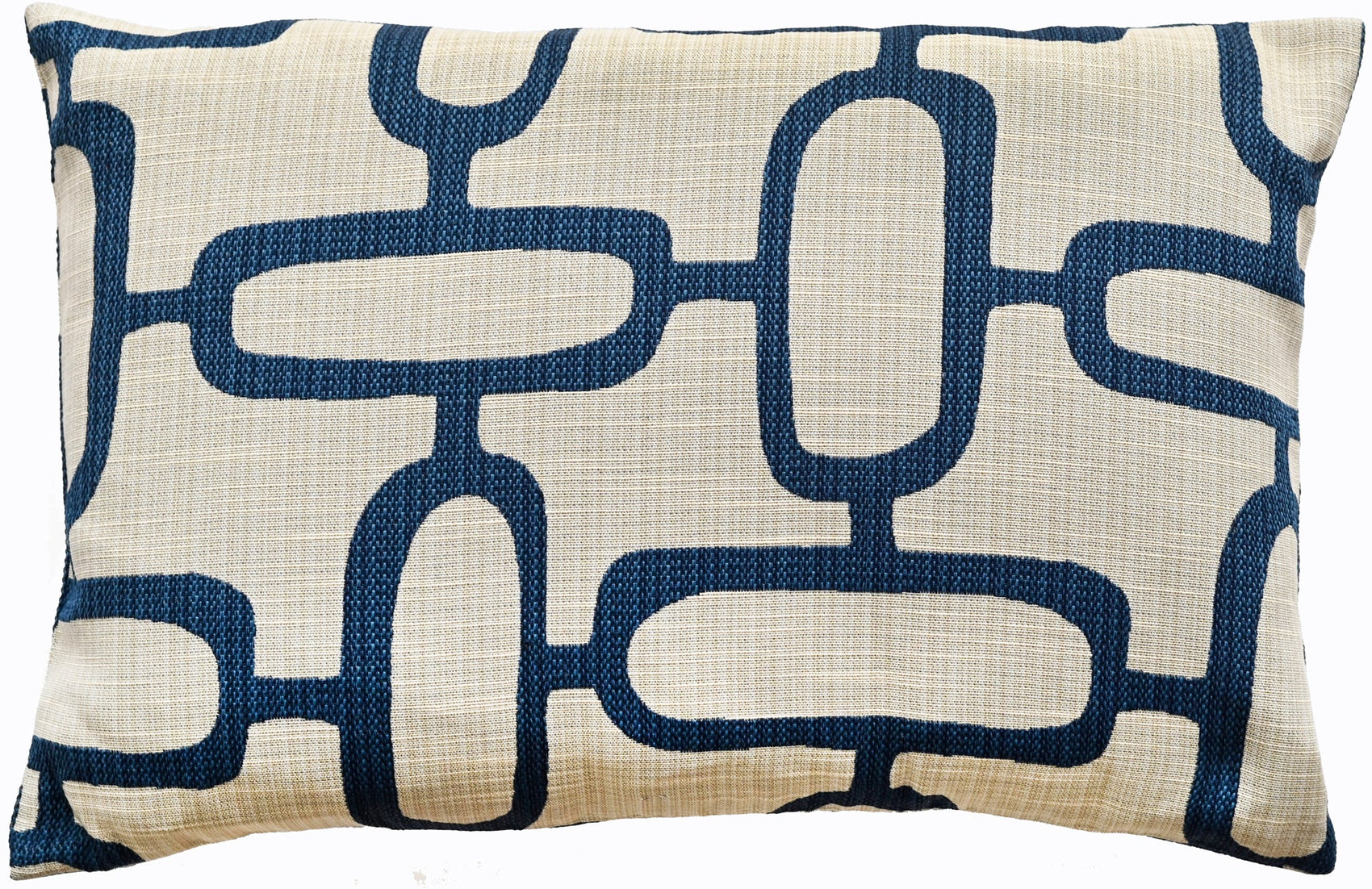 Malini Edison Abstract Chains Jacquard Blue Rectangle Cushion 40x60