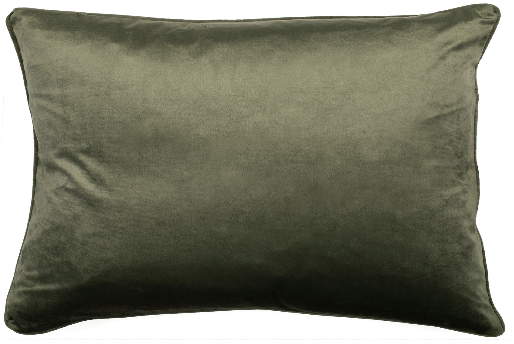 Malini Luxe Velvet Piped Olive Green Rectangle Cushion 30x45
